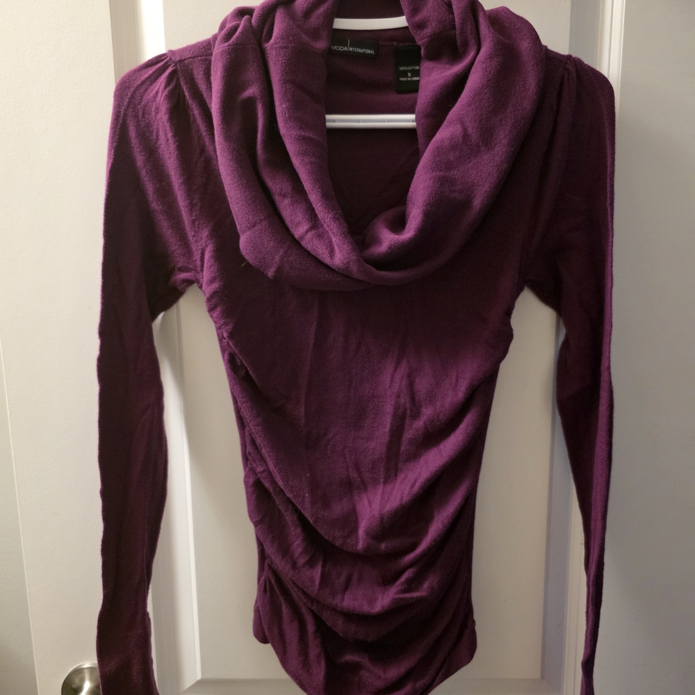 Moda International Deep Purple Cowl Neck Sweater